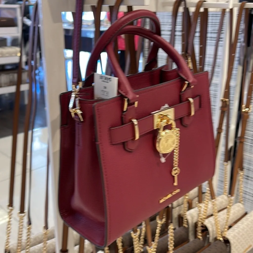 Michael Kors Hamilton Small Satchel Shoulder Crossbody Bag MULBERRY COLOR